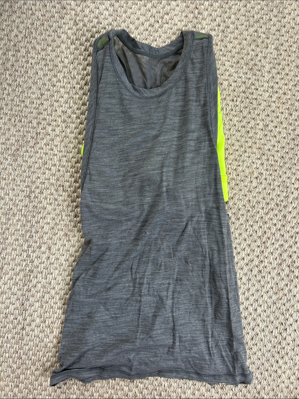 lululemon athletica Gray Muscle Tank with Neon Yellow Trim